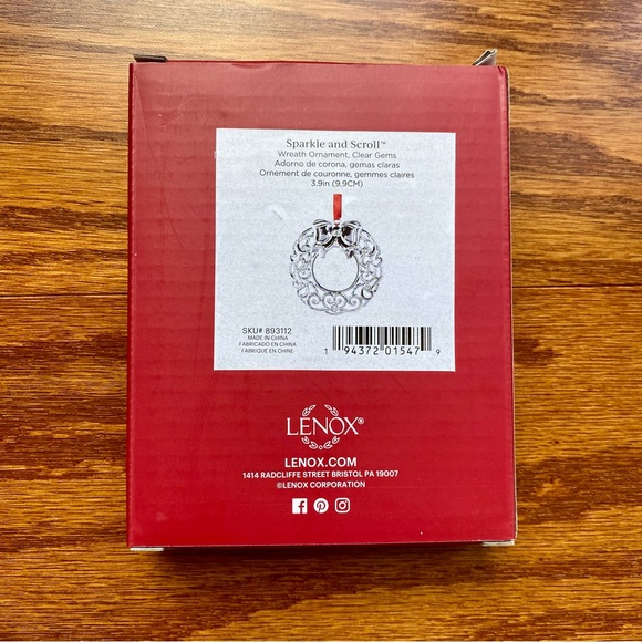 Lenox Silver Holiday Wreath Ornament - Picture 2 of 2